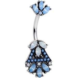 nwt body candy blue white faux opal 14G belly ring vacation‎ travel
